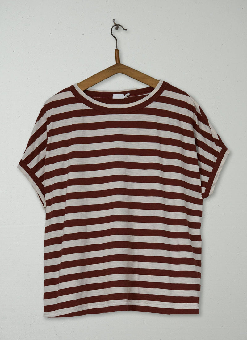 Reworn Stripe Cotton Easy Tee Size XL (194) | Multi