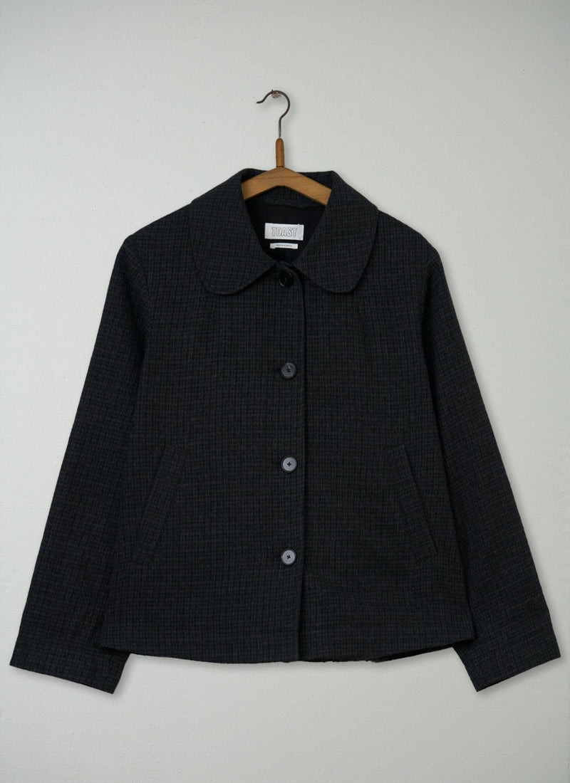 Reworn Check Round Collar Jacket Size 14 (285) | Multi