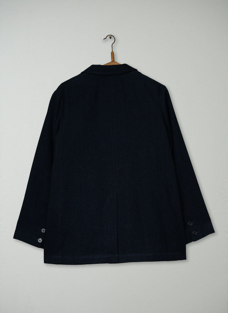 Reworn Wool Linen Jacket Size 10 (252) | Black Indigo