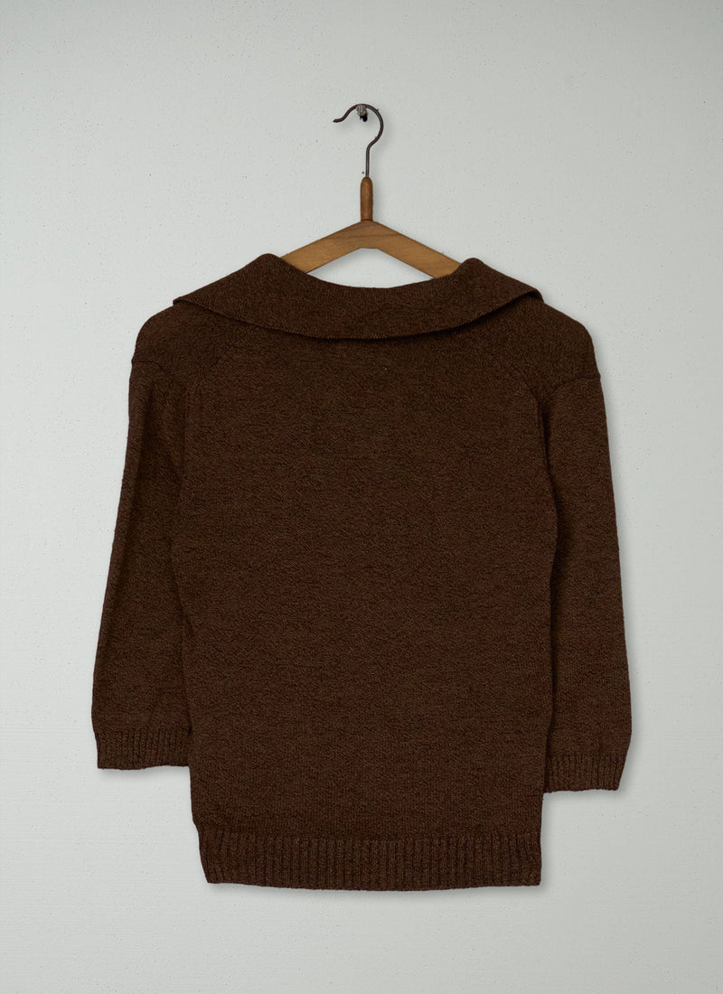 Reworn Half Sleeve Sweater Size XS (490) | Pecan