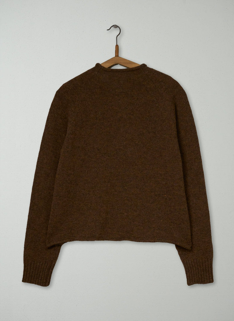 Reworn Wool High Neck Cardigan Size M (774) | Tobacco