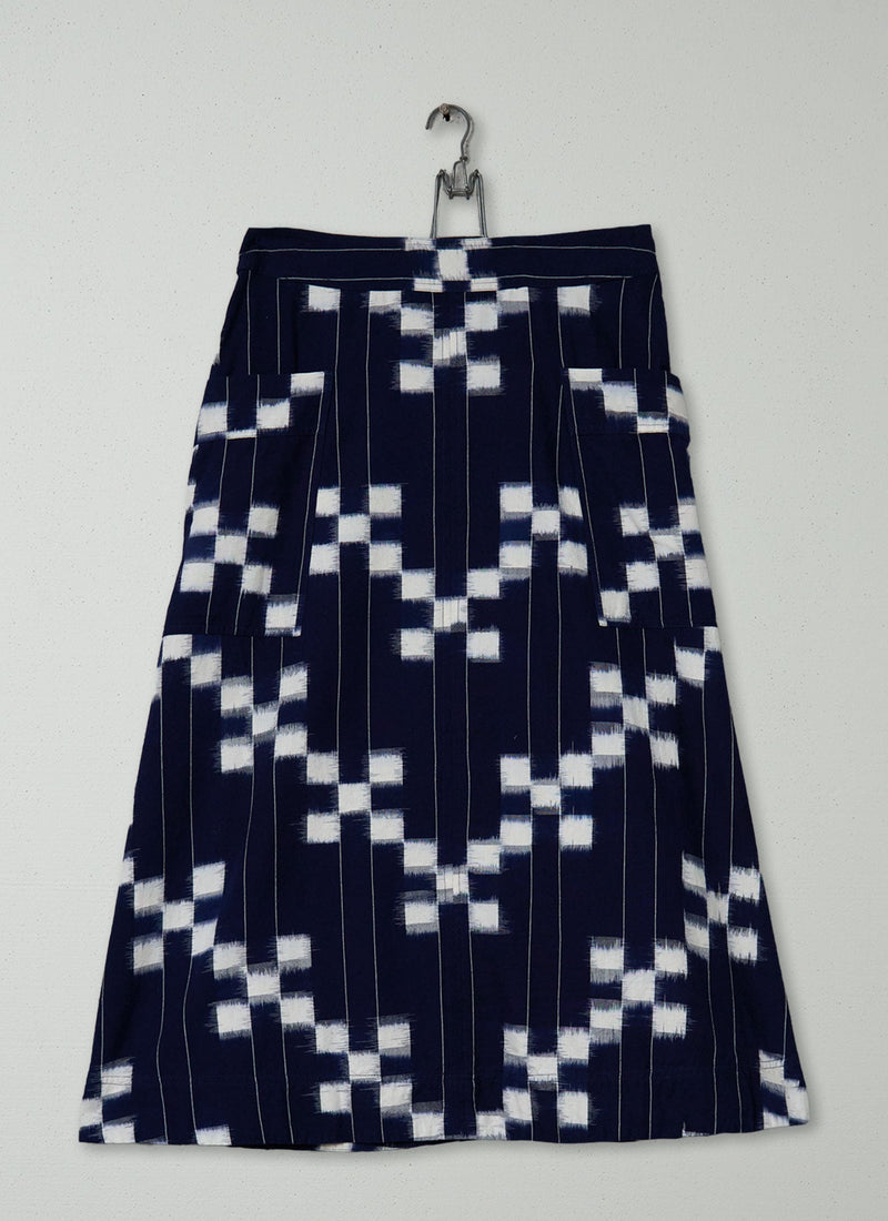 Reworn Flared Ikat Skirt Size 6 (362) | Multi