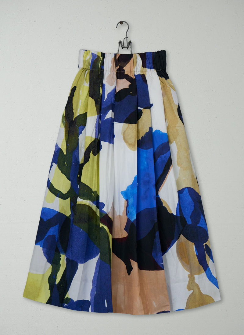 Reworn Abstract Paint Cotton Skirt Size XXS (361) | Multi