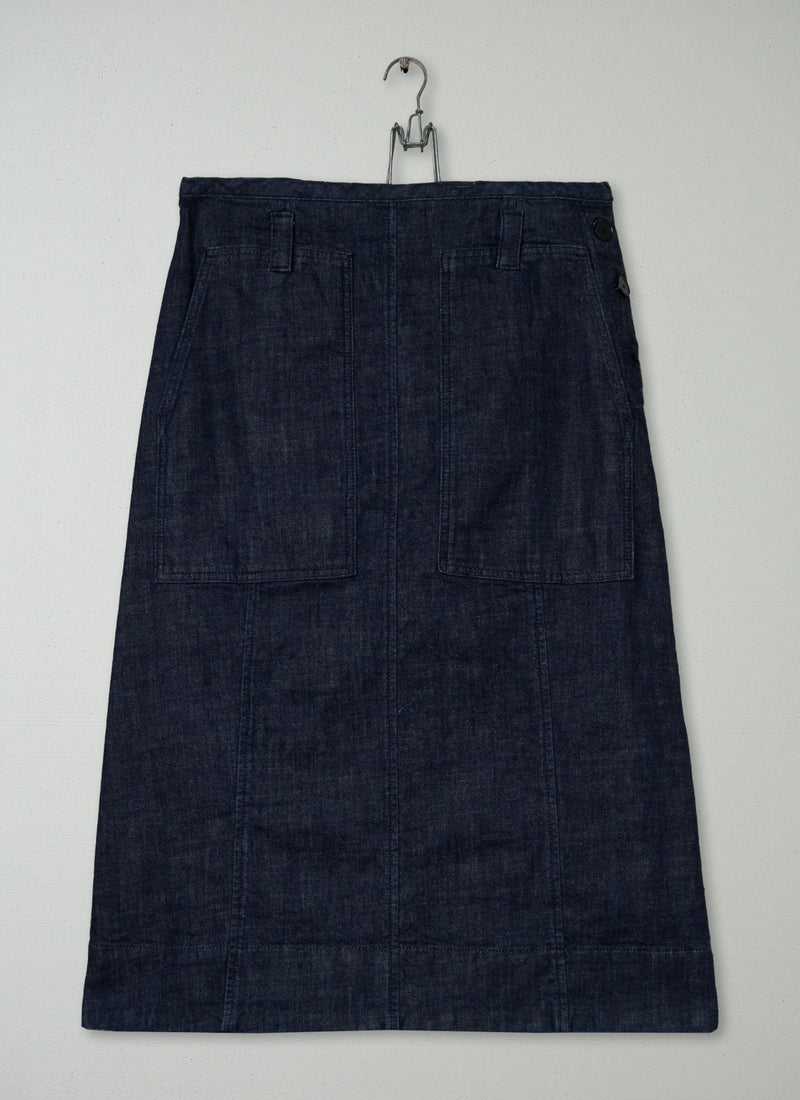 Reworn Patch Pocket Indigo Denim Skirt Size 18 (317) | Indigo