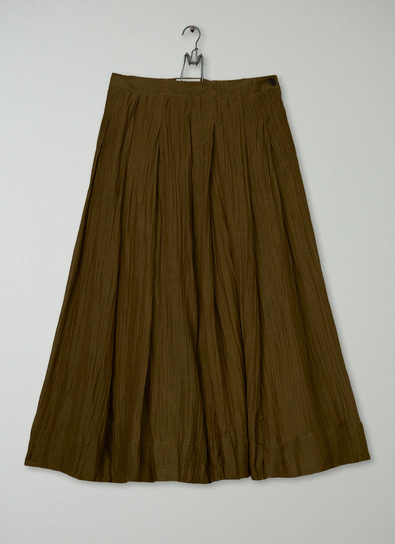 Reworn Silk Organza Skirt Size 4 (357) | Rich Olive