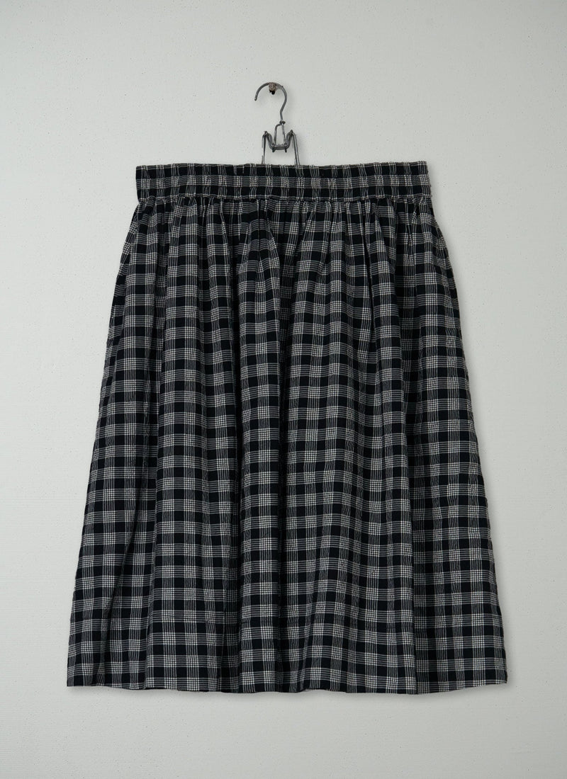 Reworn Check Cotton Wool Skirt Size M (296) | Multi