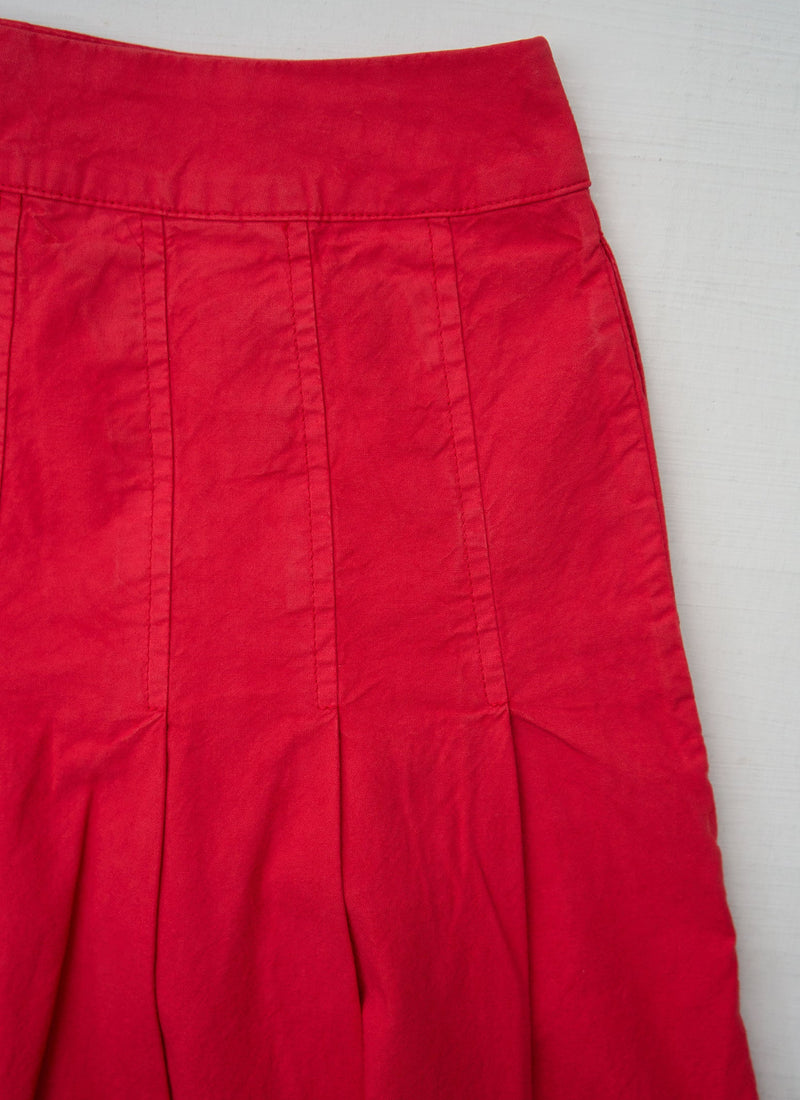 Reworn Cotton Linen Skirt Size 10 (337) | Cardinal Red