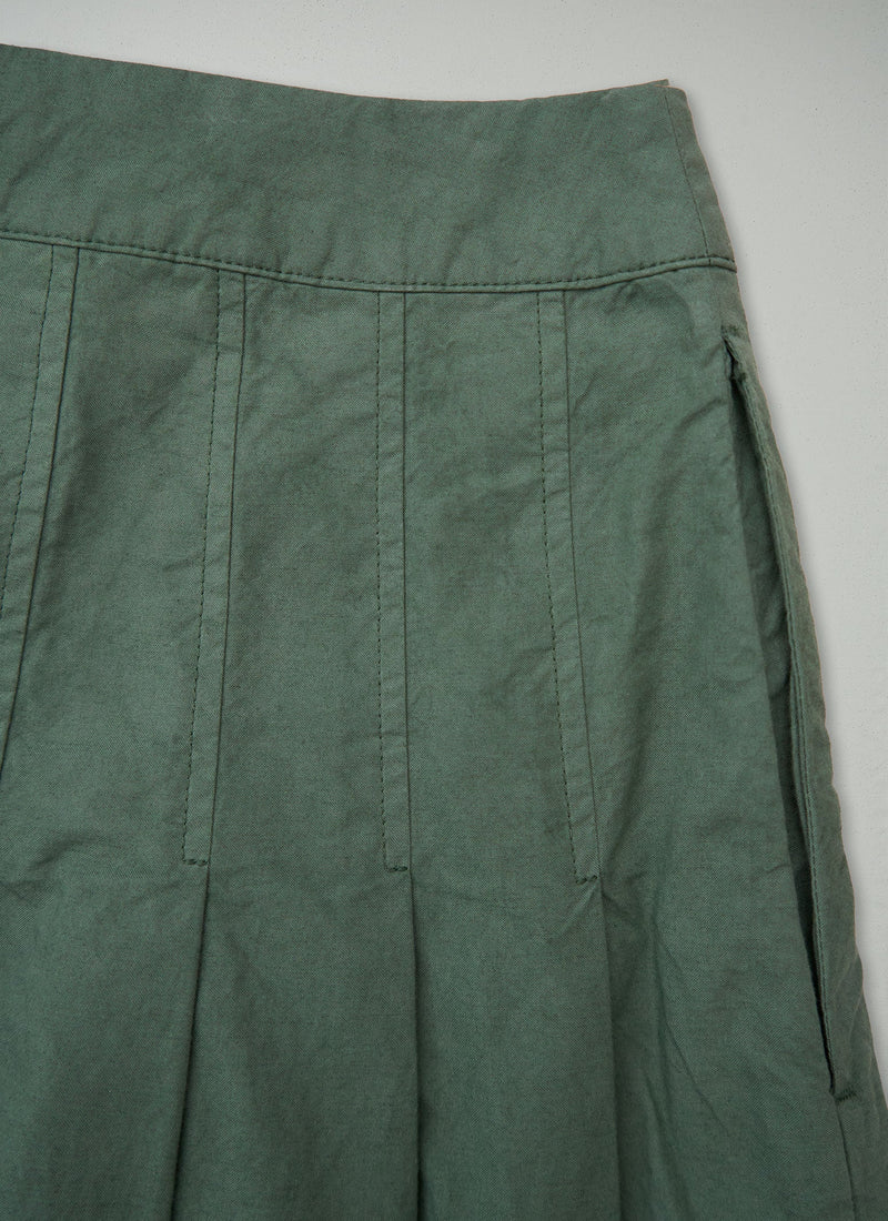 Reworn Cotton Linen Skirt Size 8 (355) | Forest Green