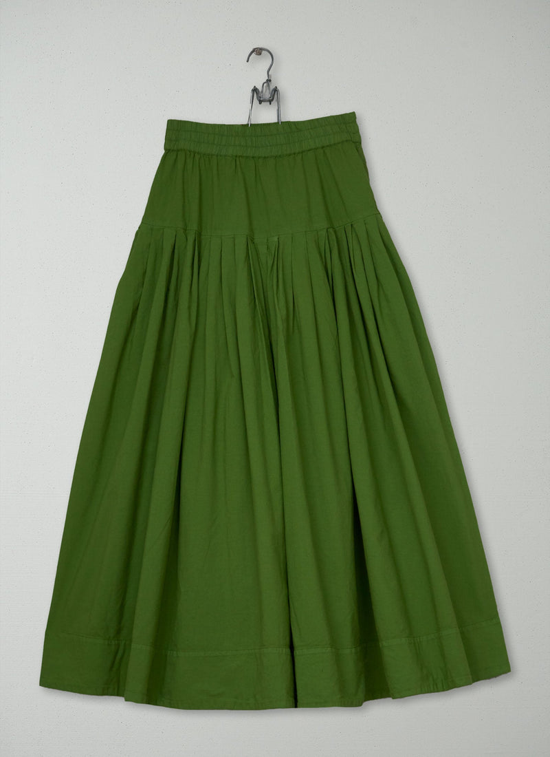 Reworn Pleated Cotton Skirt Size S (400) | Cedar Green