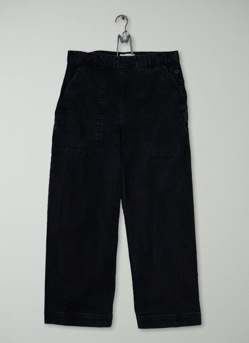 Reworn Denim Side Button Trousers Size 10 (1382) | Black