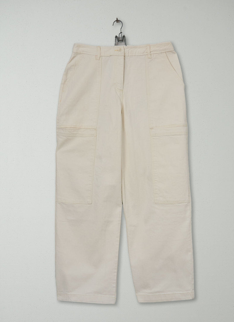 Reworn Denim Patch Pocket Trousers Size 10 (1669) | Ecru
