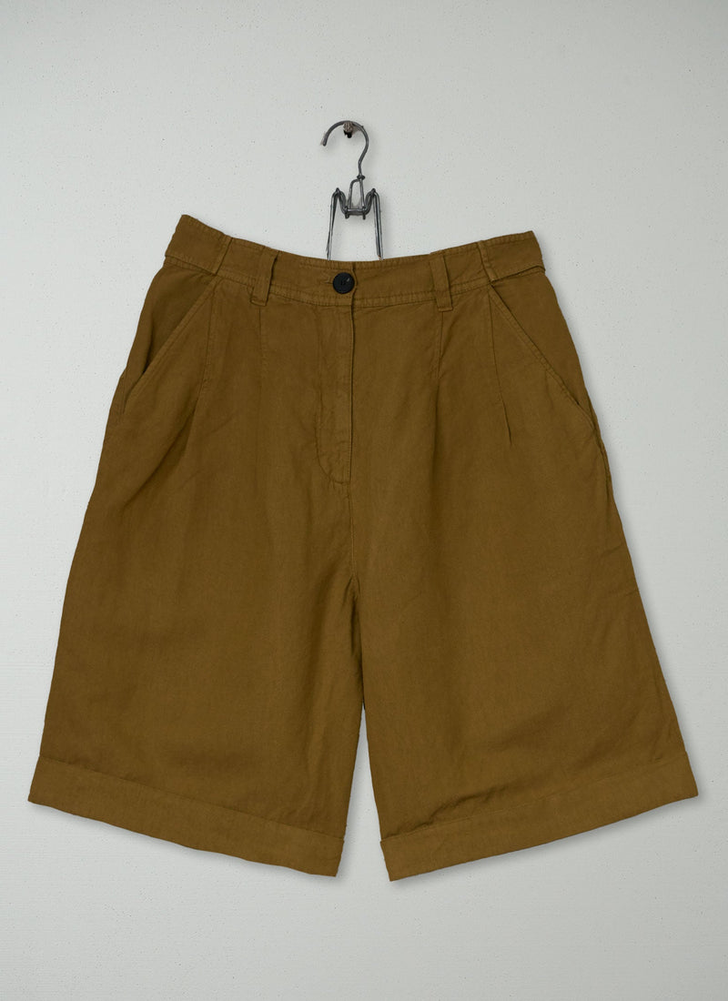Reworn Cotton Linen Twill Shorts Size 8 (1361) | Walnut