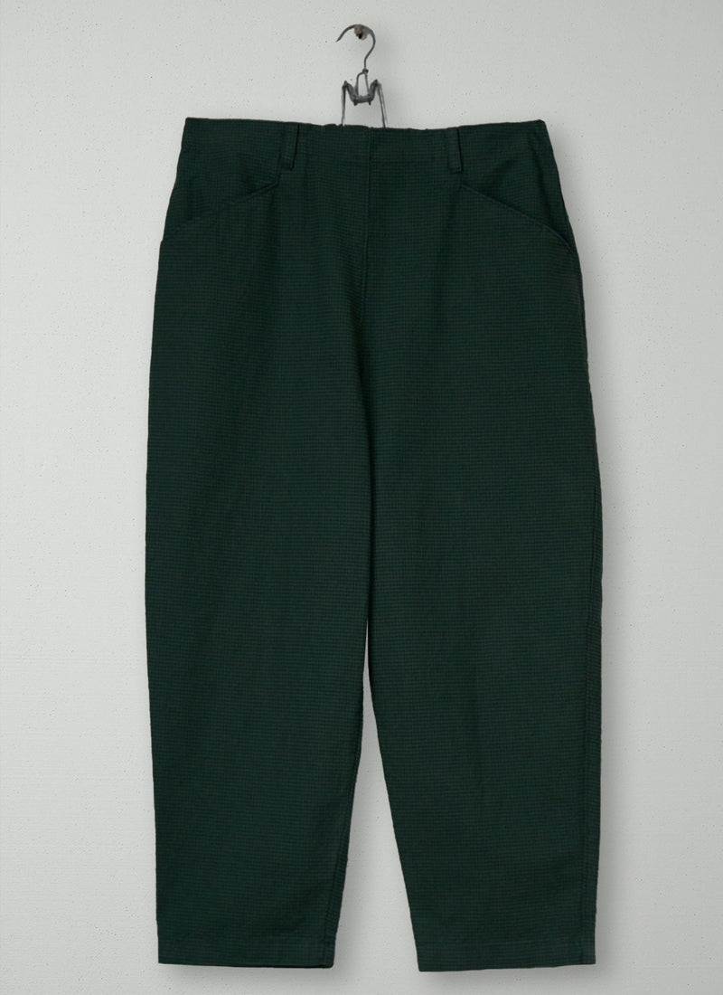 Reworn Gingham Trousers Size 12 (1491) | Bottle Green