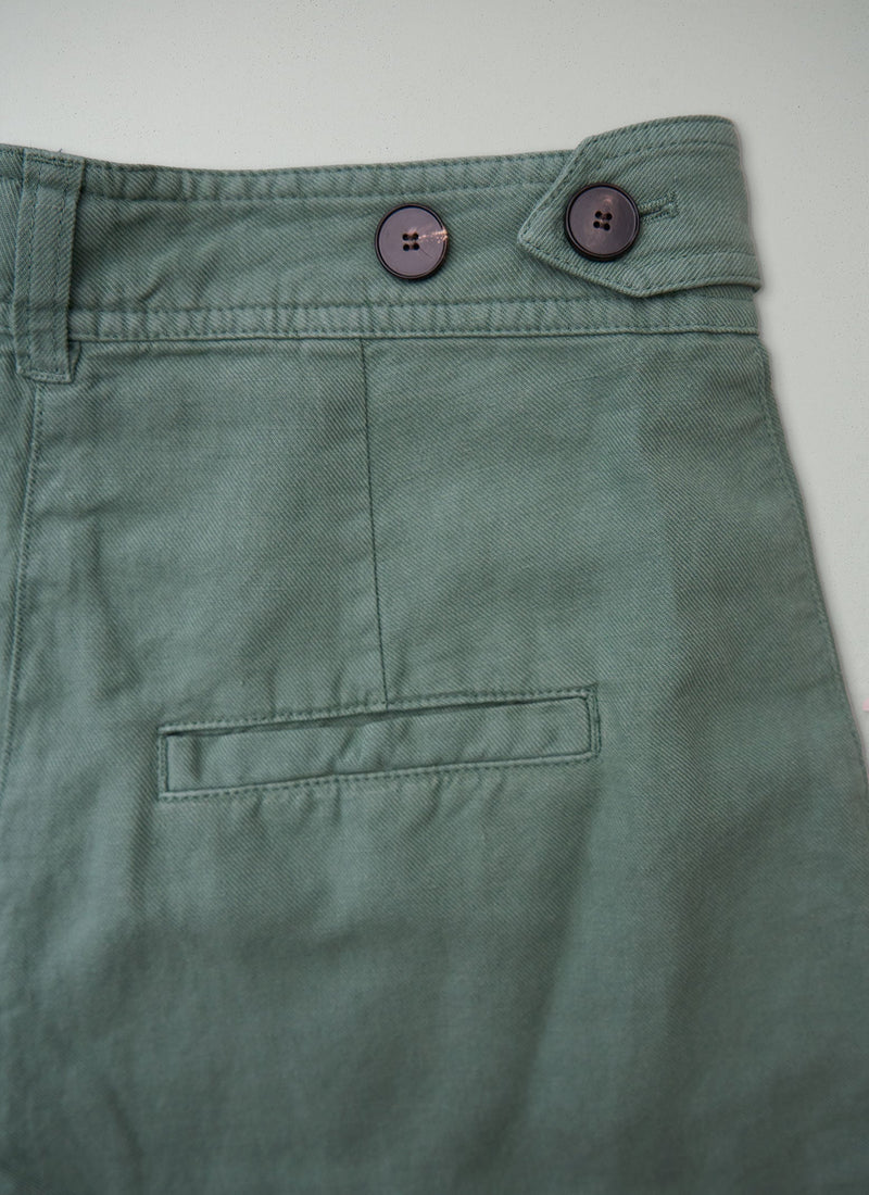 Reworn Cotton Linen Shorts Size 6 (1296) | Thorn Green