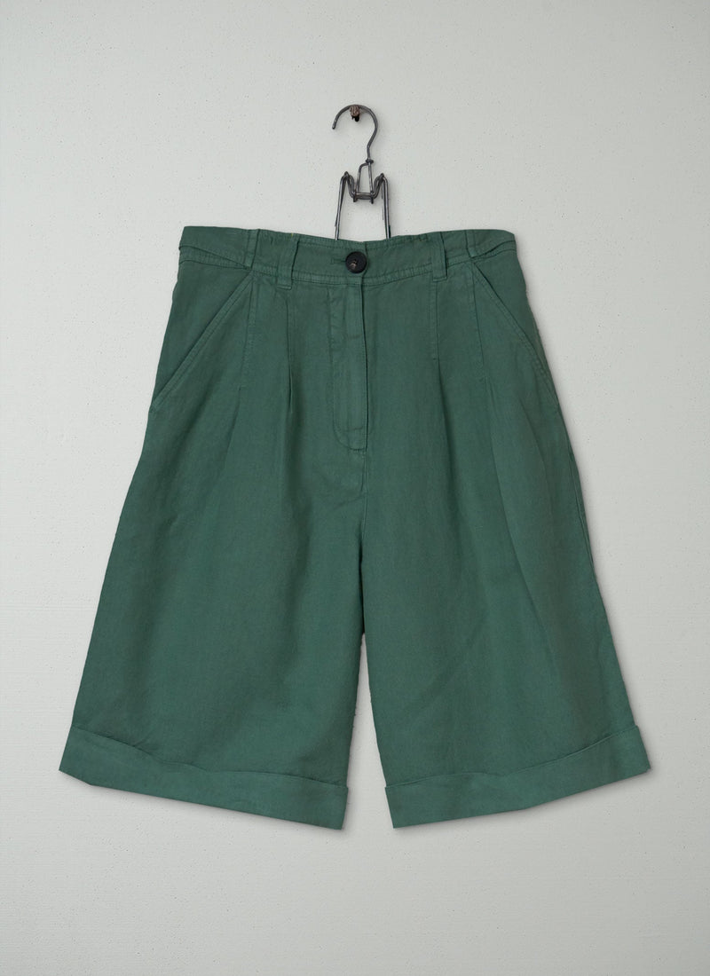 Reworn Cotton Linen Shorts Size 6 (1296) | Thorn Green