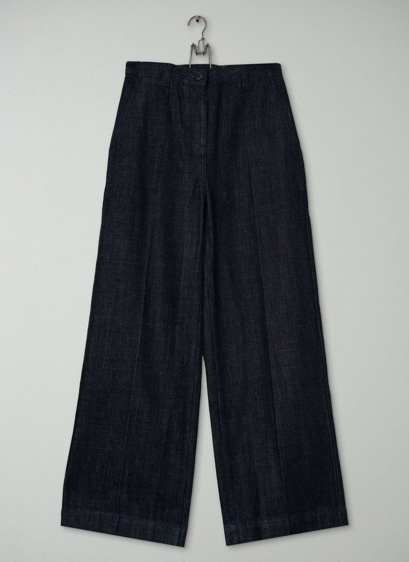 Reworn Flat Front Denim Trousers Size 8 (1420) | Indigo