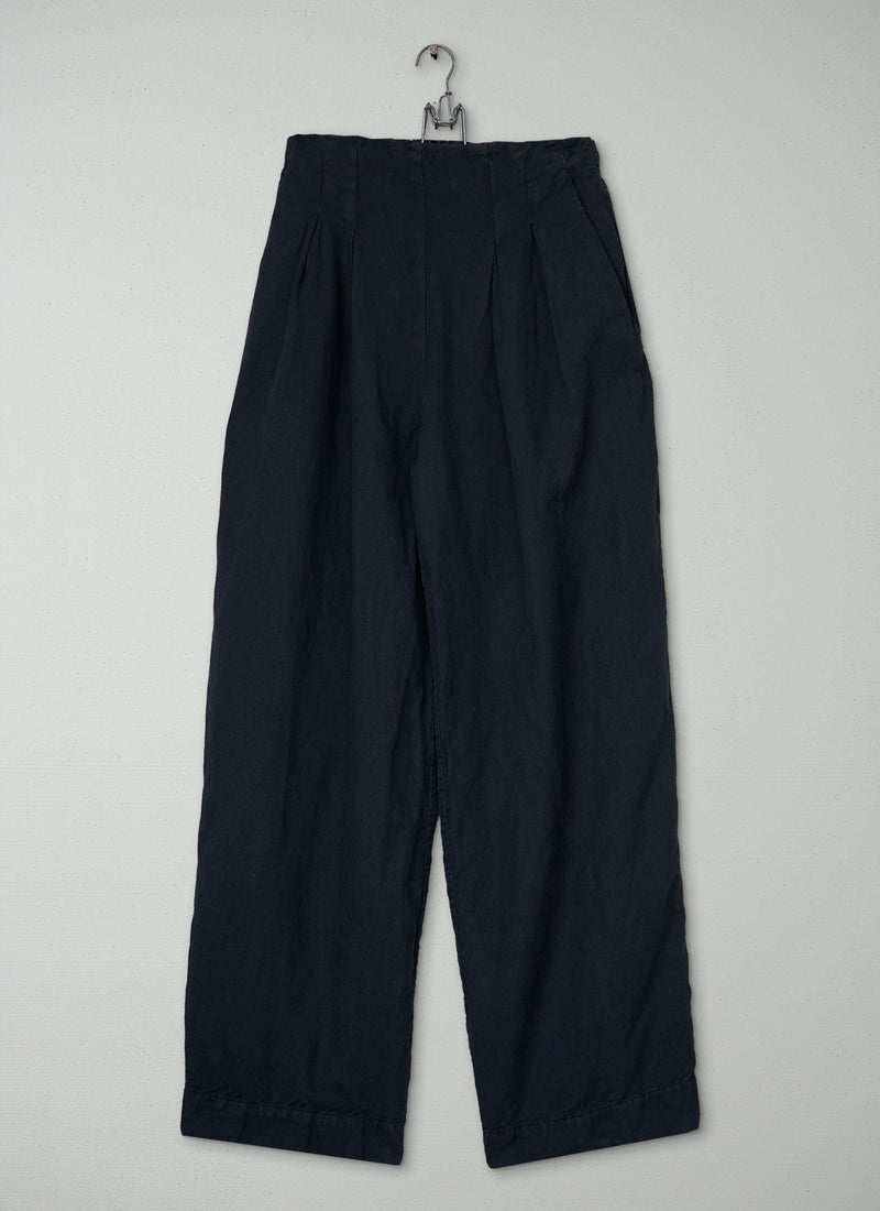 Reworn Cotton Linen Wide Leg Trousers Size 10 (1335) | Slate