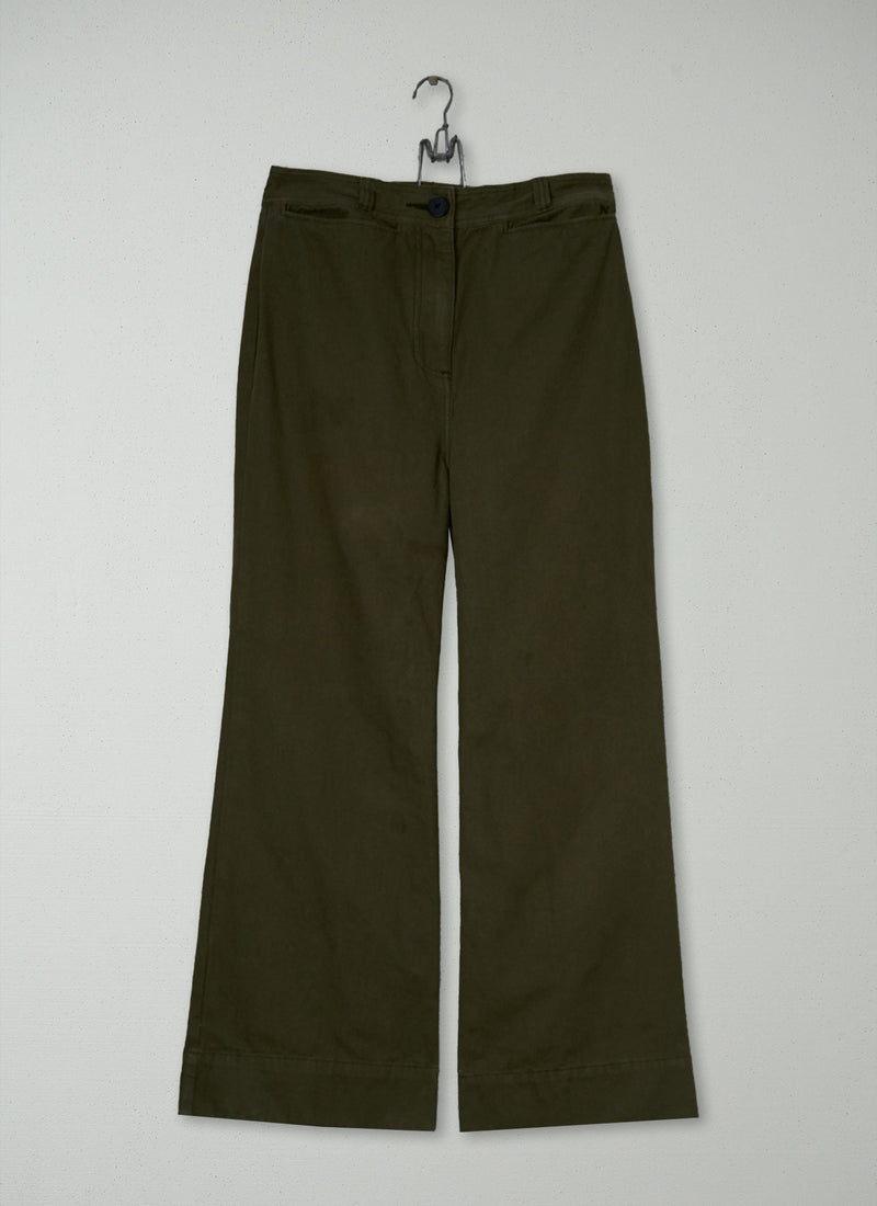 Reworn Cotton Canvas Kick Flares Size 8 (1379) | Seaweed