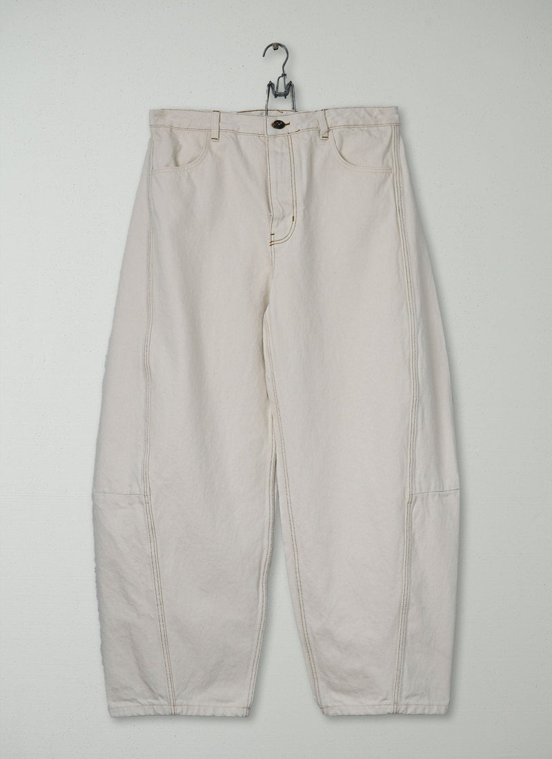 Reworn Ecru Denim Trousers Size 8 (1493) | Ecru