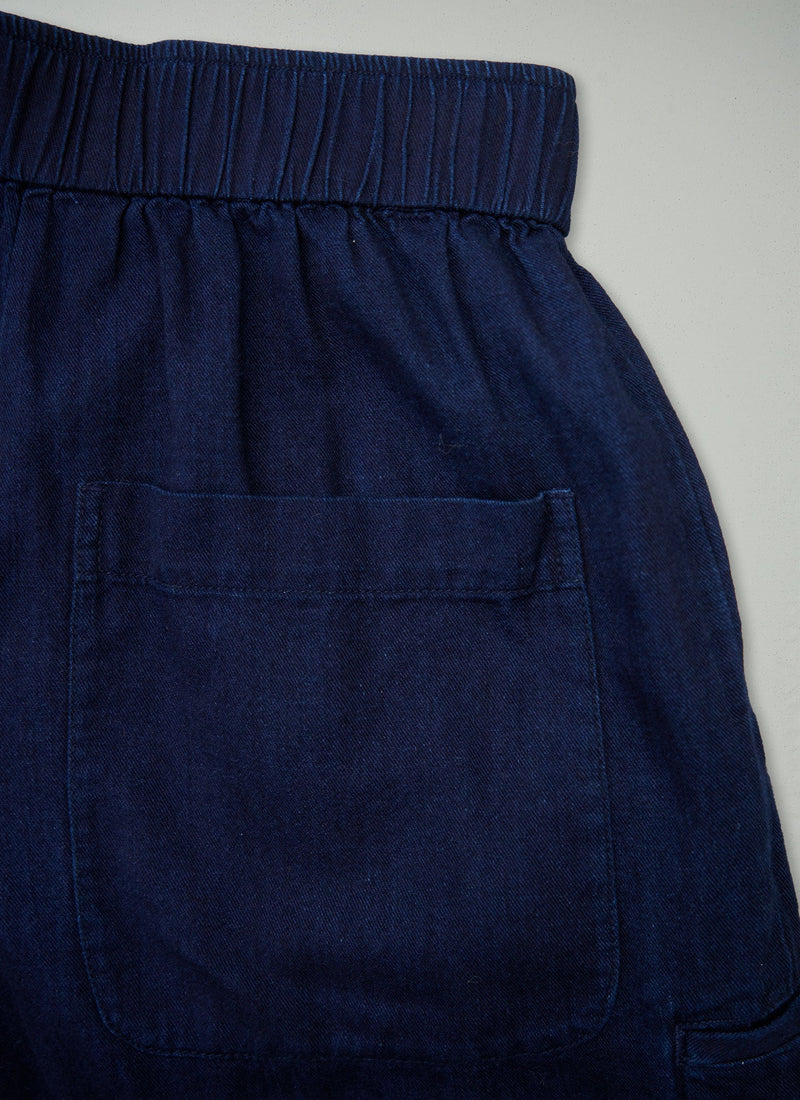 Reworn Cotton Twill Wide Leg Trousers Size S (1618) | Indigo