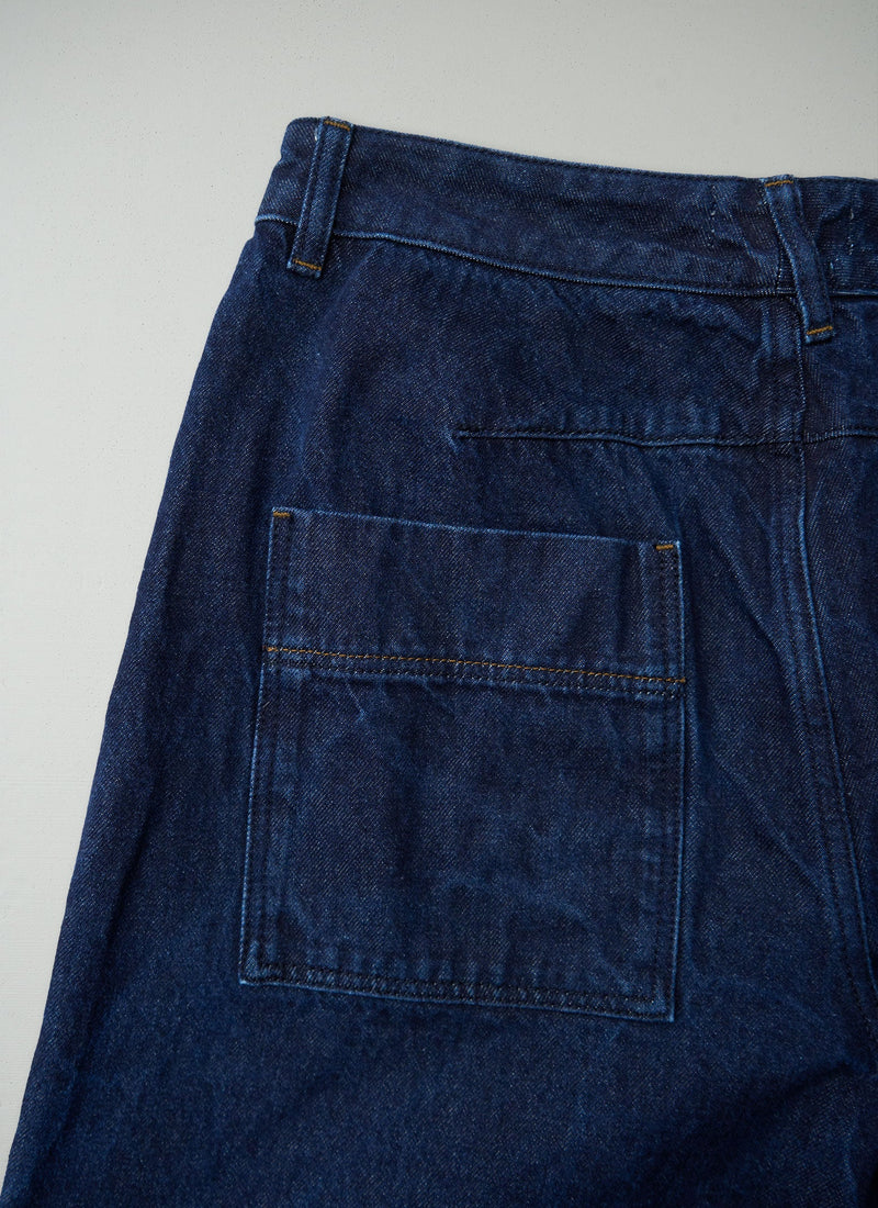 Reworn Wide Leg Denim Trousers Size 14 (1391) | Indigo