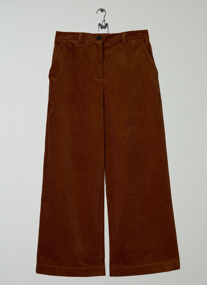 Reworn Wide Straight Cord Trousers Size 10 (1429) | Burnt Sienna