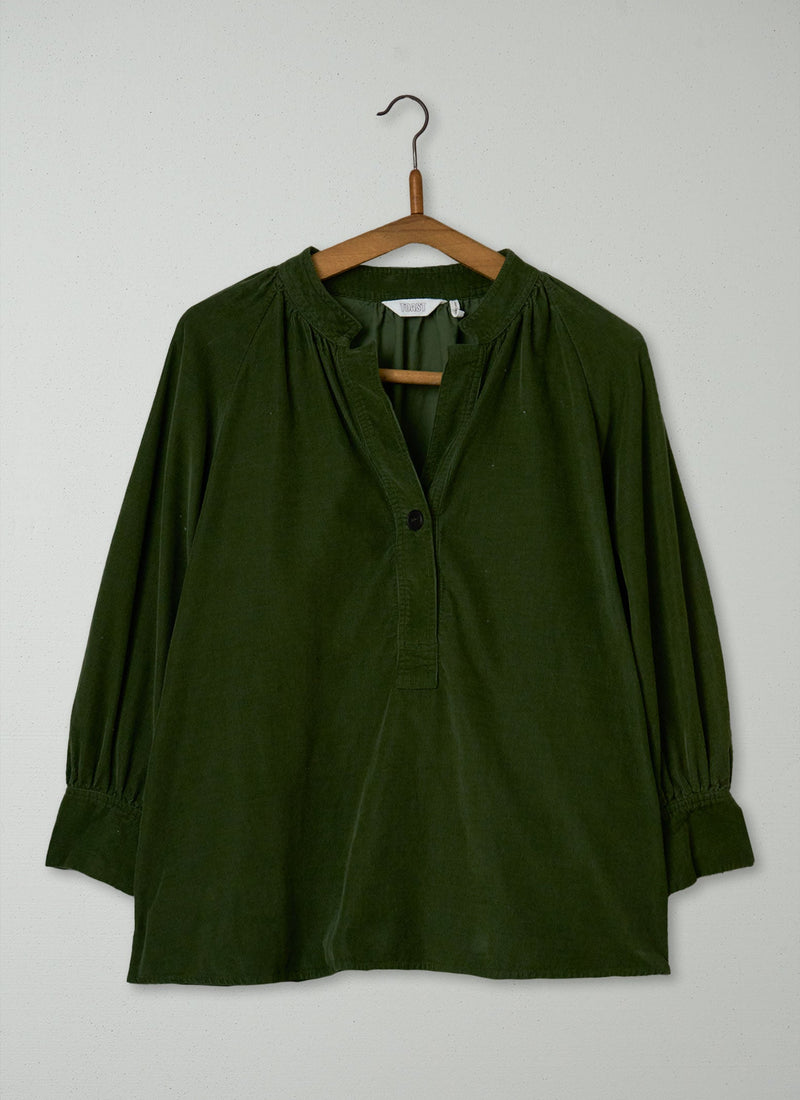 Reworn Needlecord Raglan Shirt Size 8 (1122) | Forest Green