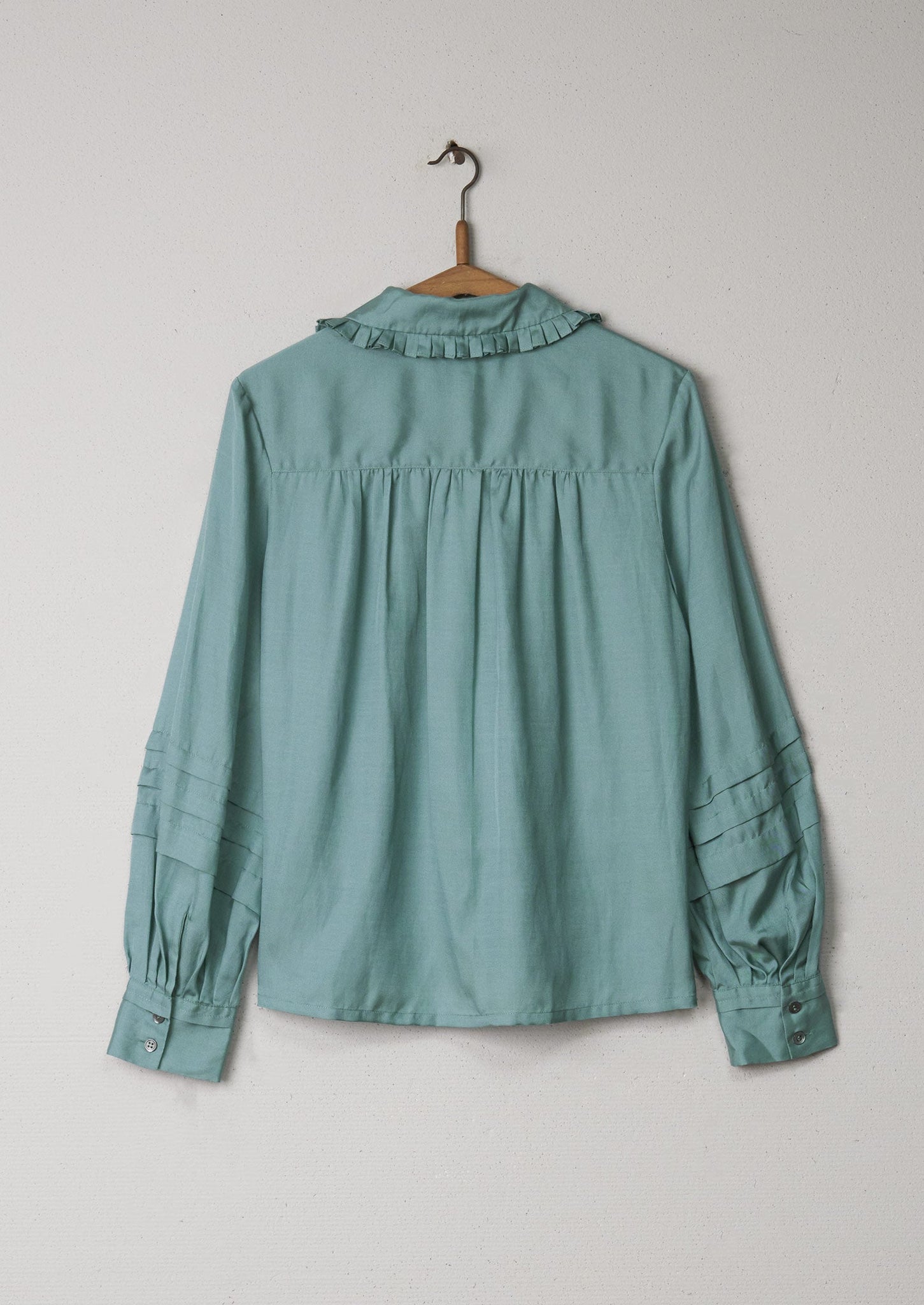 Reworn Ruffle Collar Shirt Size 8 (854) | Arctic Blue | TOAST