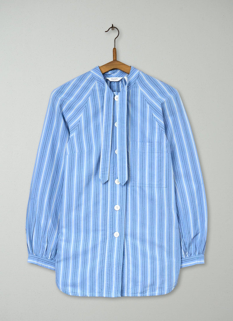 Reworn Tie Neck Stripe Shirt Size 6 (767) | Multi