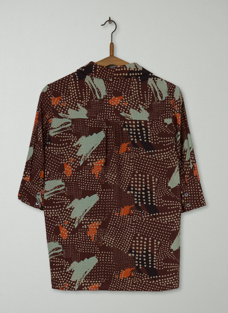 Reworn Abstract Dot Crepe Shirt Size 10 (1168) | Multi