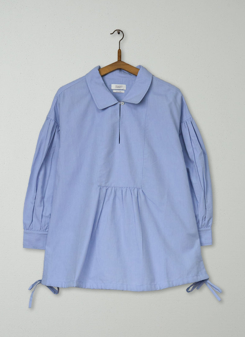Reworn Gathered Sleeve Cotton Shirt Size XXSXS (993) | Chambray