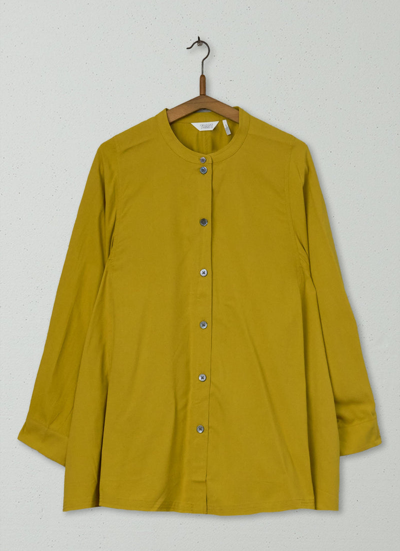 Reworn Spun Silk Shirt Size M (1119) | Golden Olive