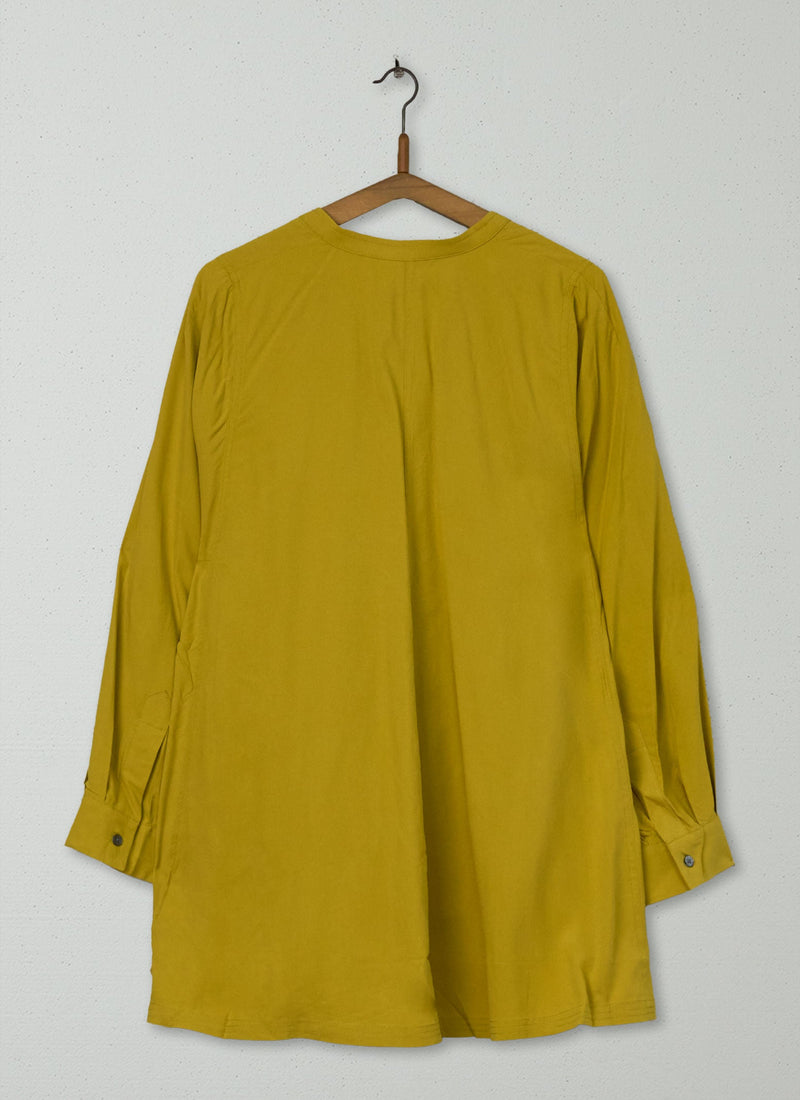 Reworn Spun Silk Shirt Size M (1221) | Golden Olive