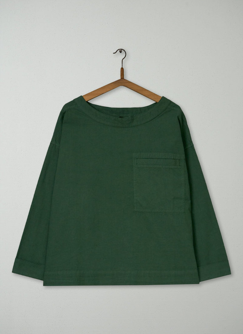 Reworn Cotton Linen Smock Top Size M (1148) | Forest Green