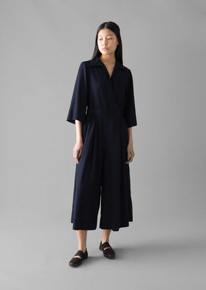 Indigo Twill Culotte Jumpsuit | Indigo