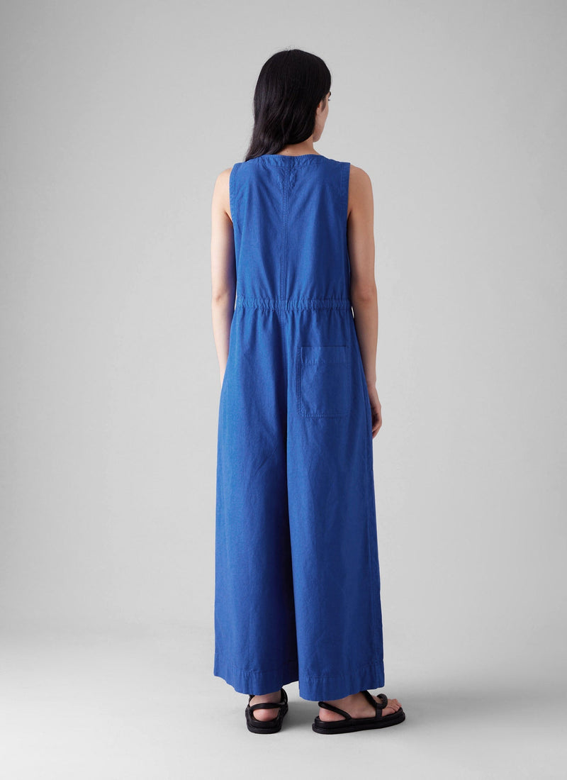 Cotton Linen Wide Leg Jumpsuit | Smalt