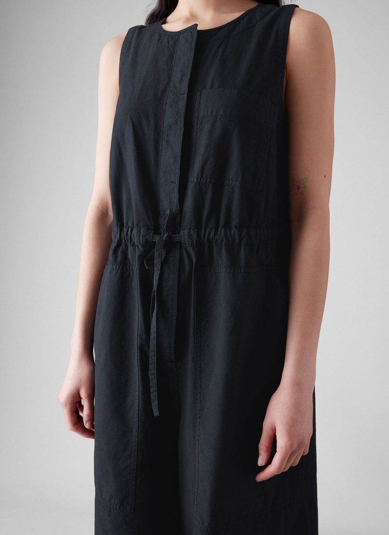 Cotton Linen Wide Leg Jumpsuit | Soft Black