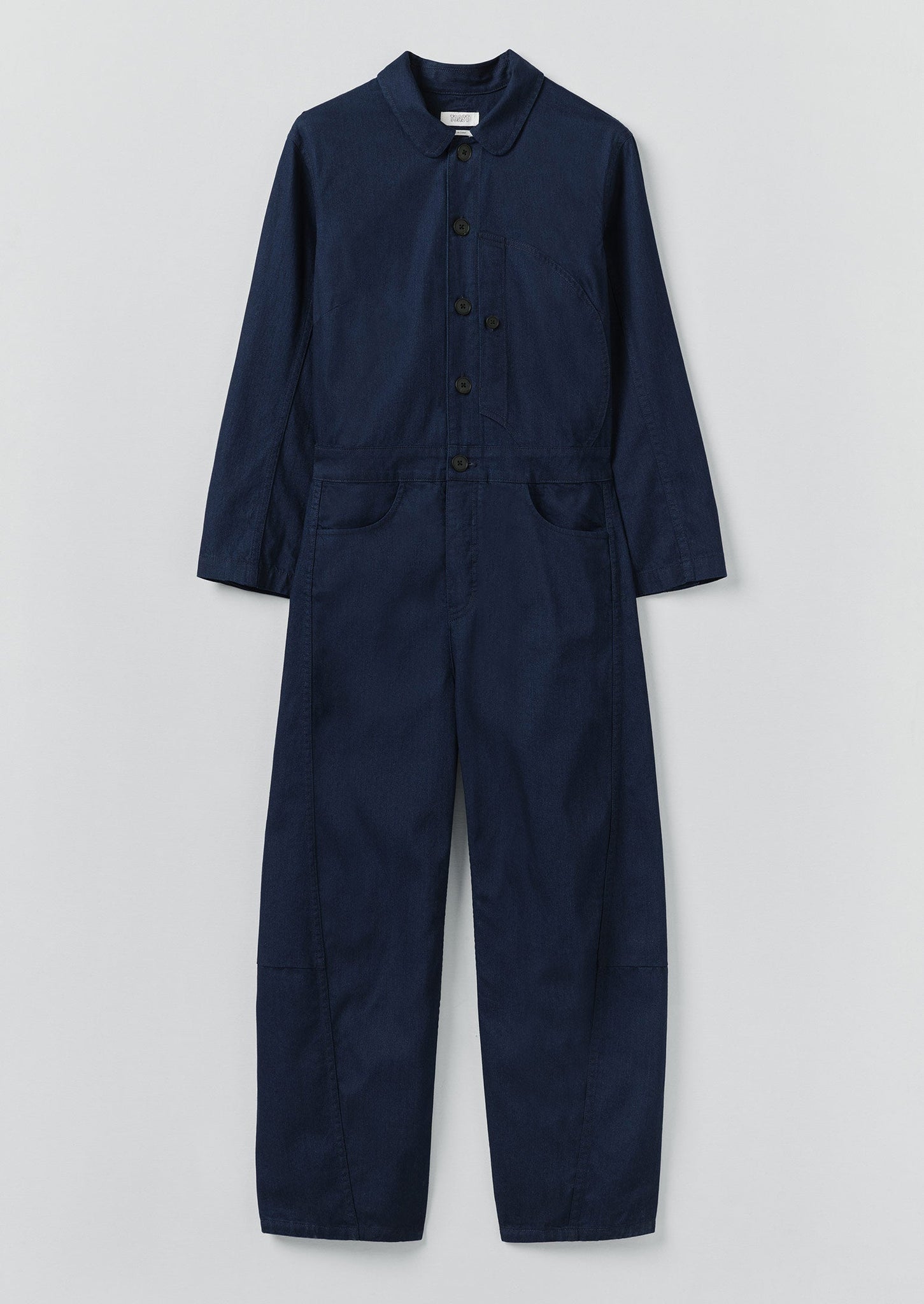 Half Placket Cotton Twill Jumpsuit | Indigo
