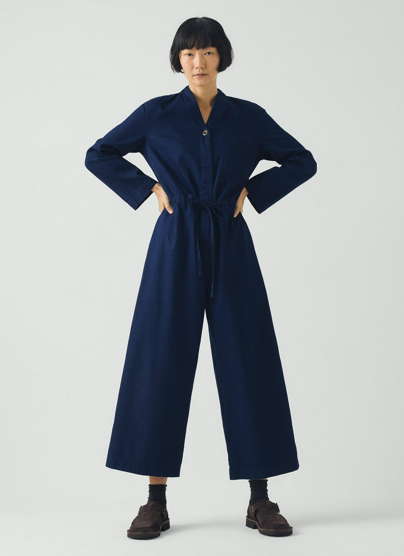 Indigo Cotton Twill Jumpsuit | Indigo
