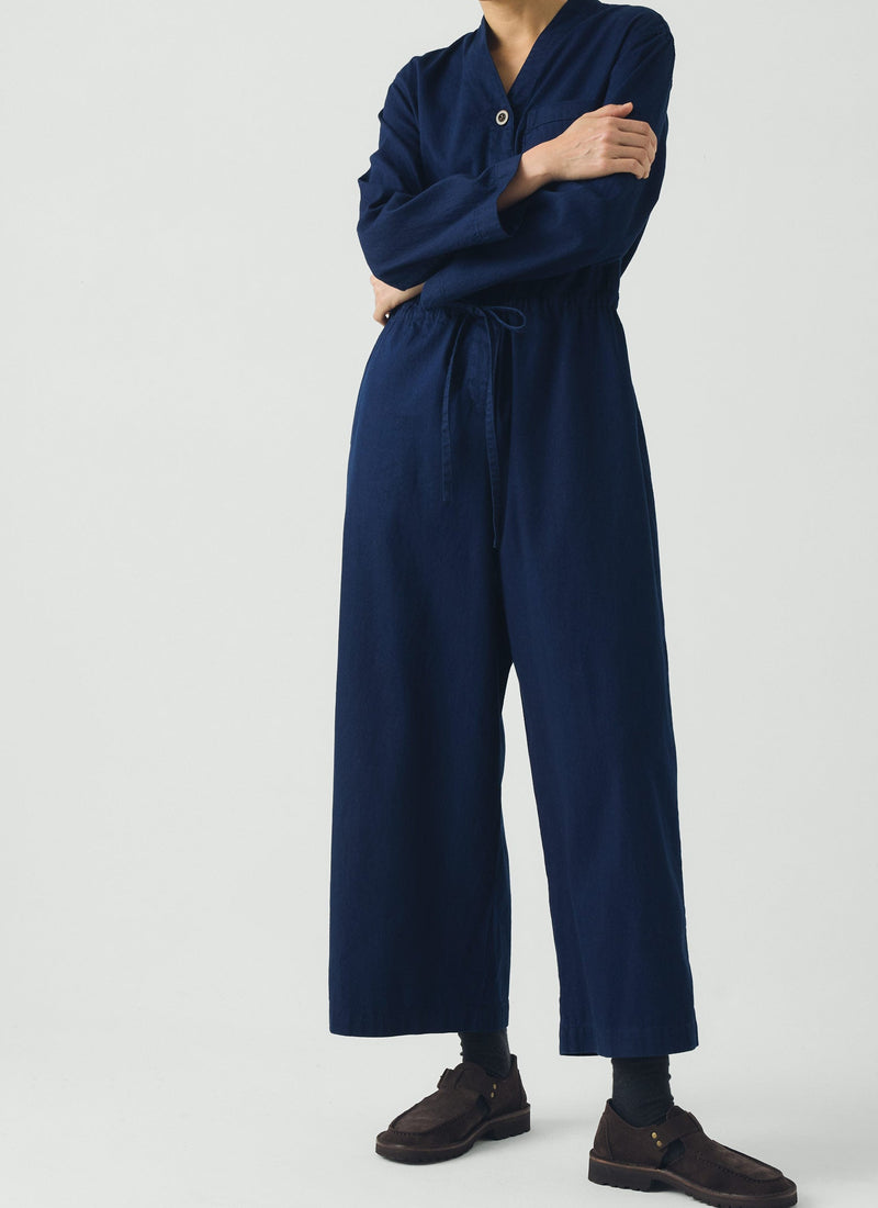 Indigo Cotton Twill Jumpsuit | Indigo