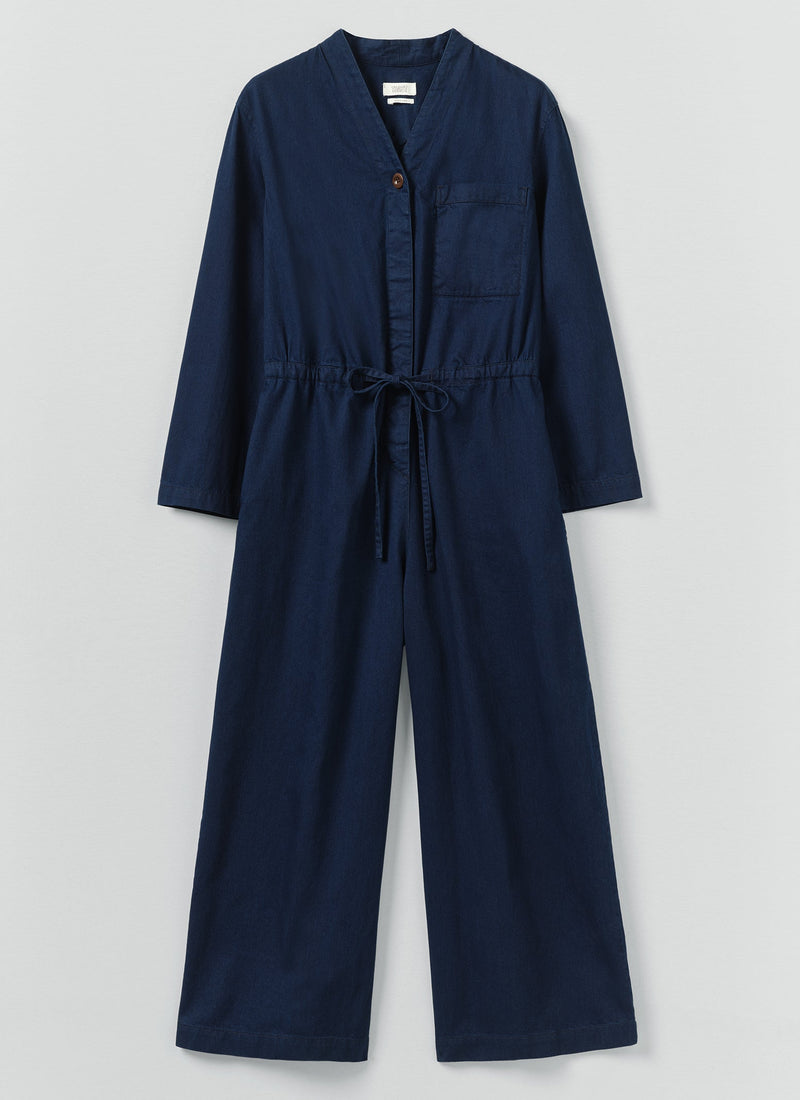 Indigo Cotton Twill Jumpsuit | Indigo