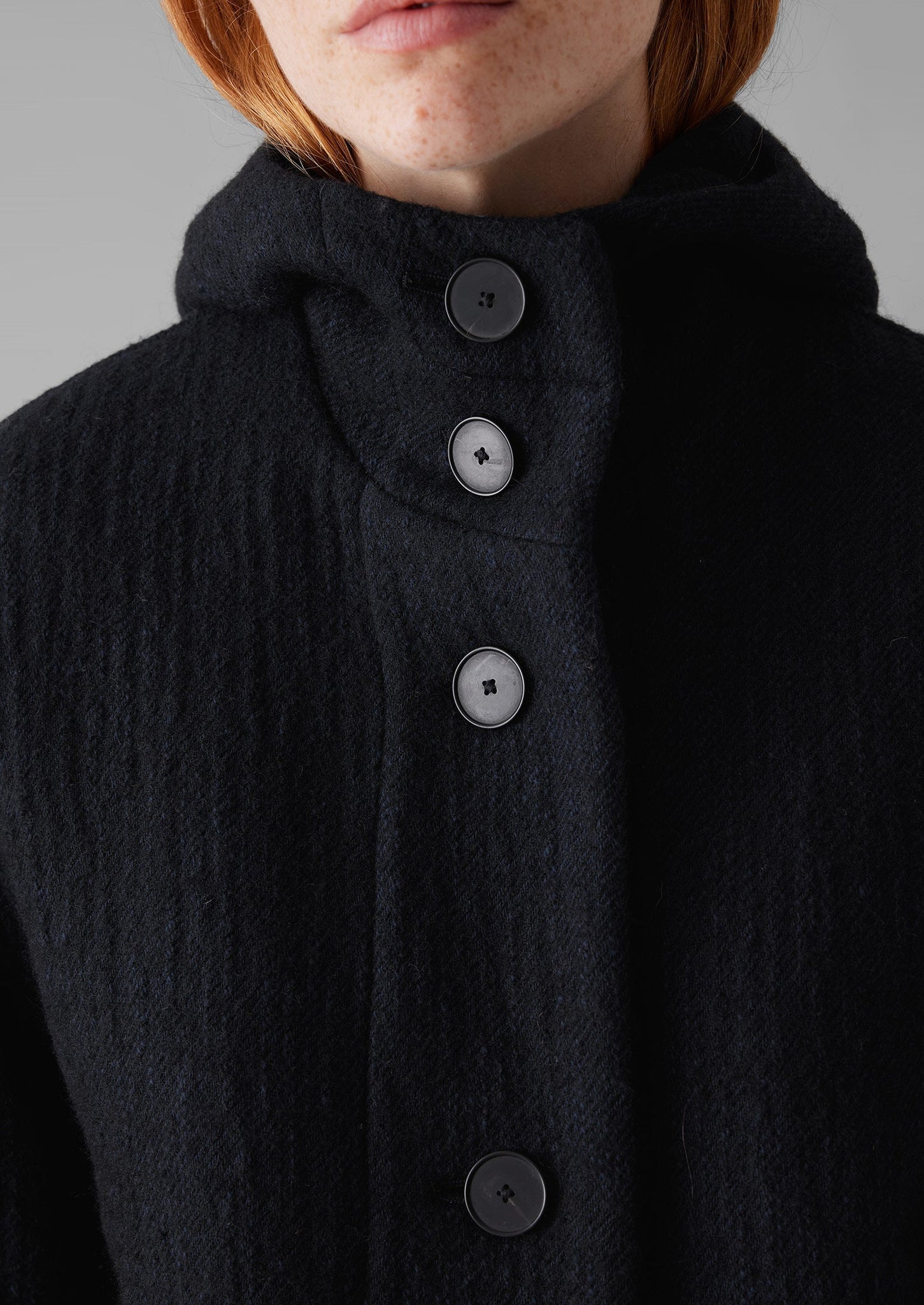 Navy wool coat with hood online