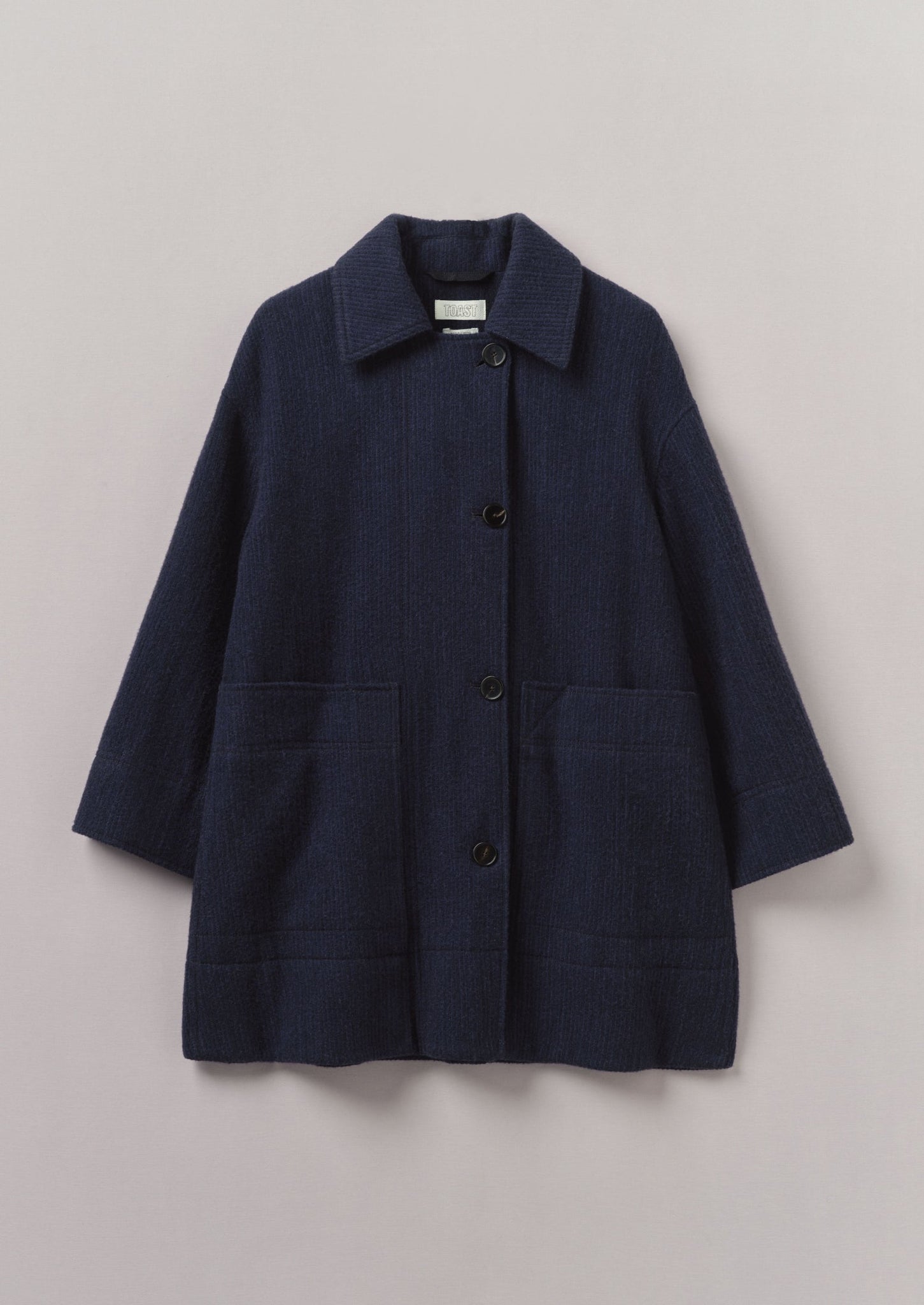 Indigo Cotton Wool Pea Coat | Indigo