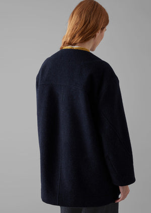 Boiled Wool Short Coat | Navy