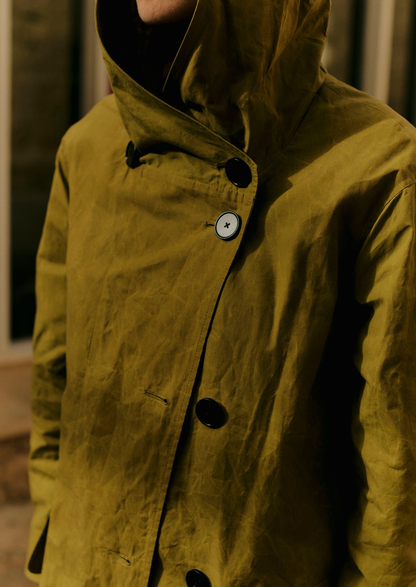 Hooded Waxed Cotton Parka | Seaweed