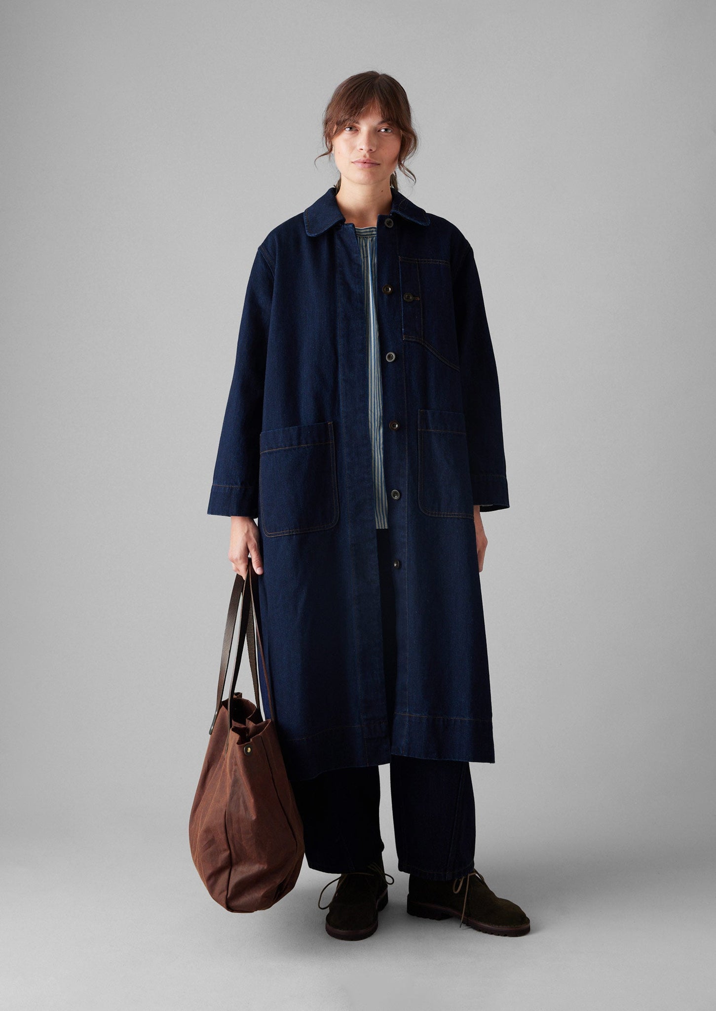 Patch Pocket Japanese Denim Coat | Indigo