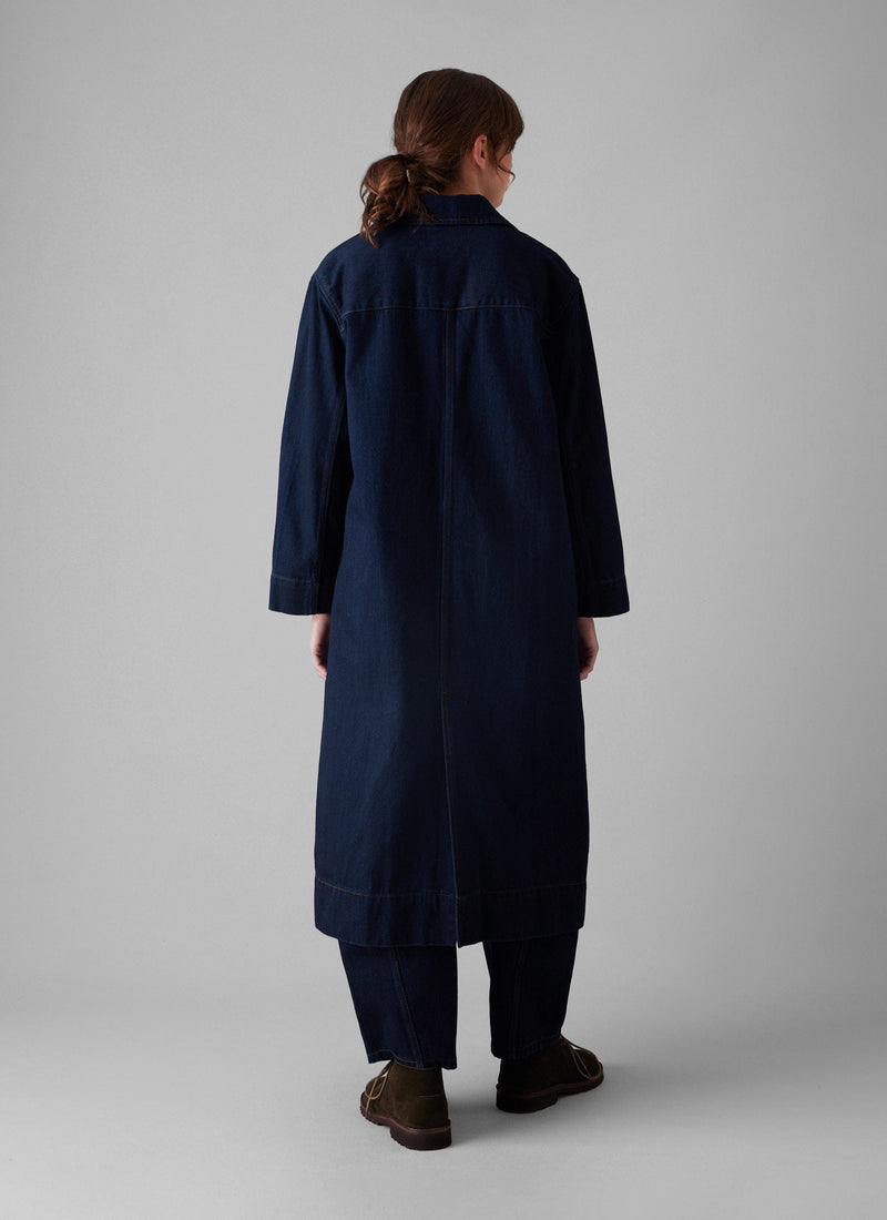 Patch Pocket Japanese Denim Coat | Indigo