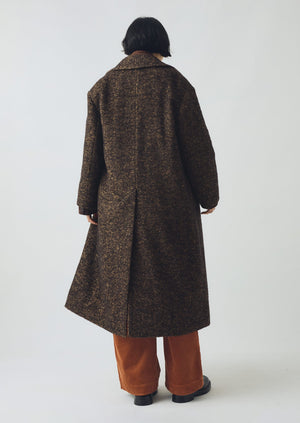 Wool Tweed Herringbone Coat | Brown/Black | TOAST