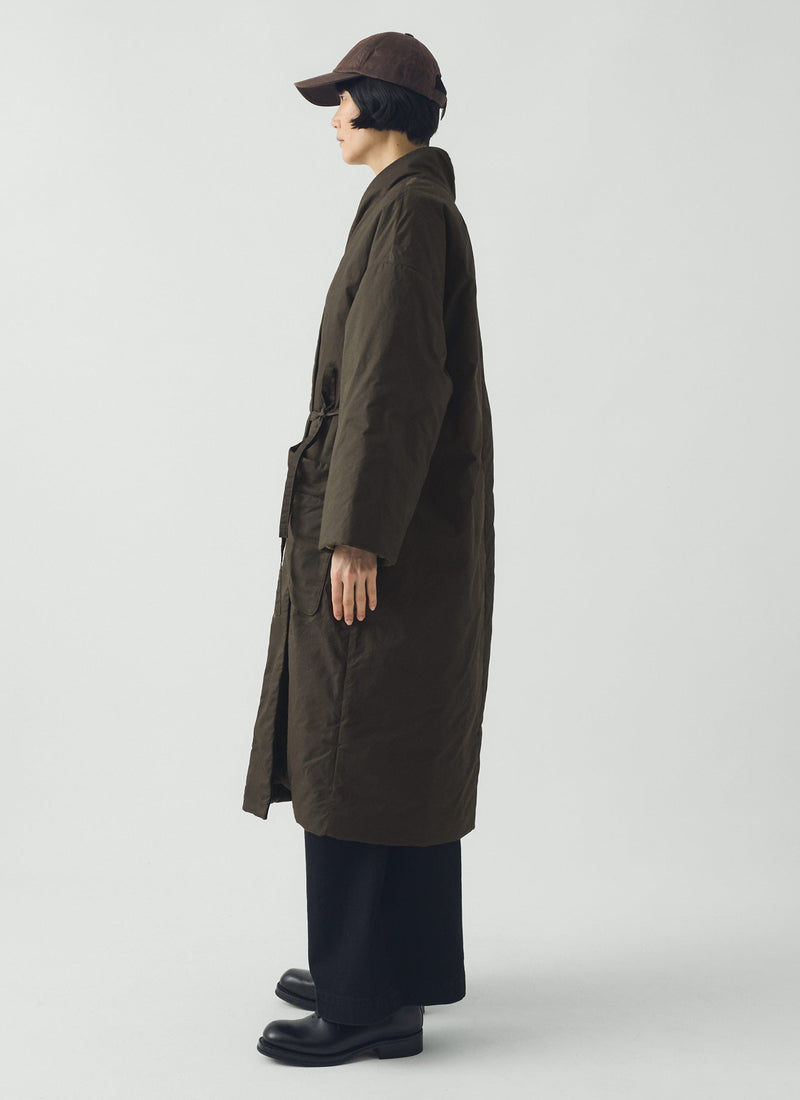 Padded Cotton Wrap Coat | Iron Green