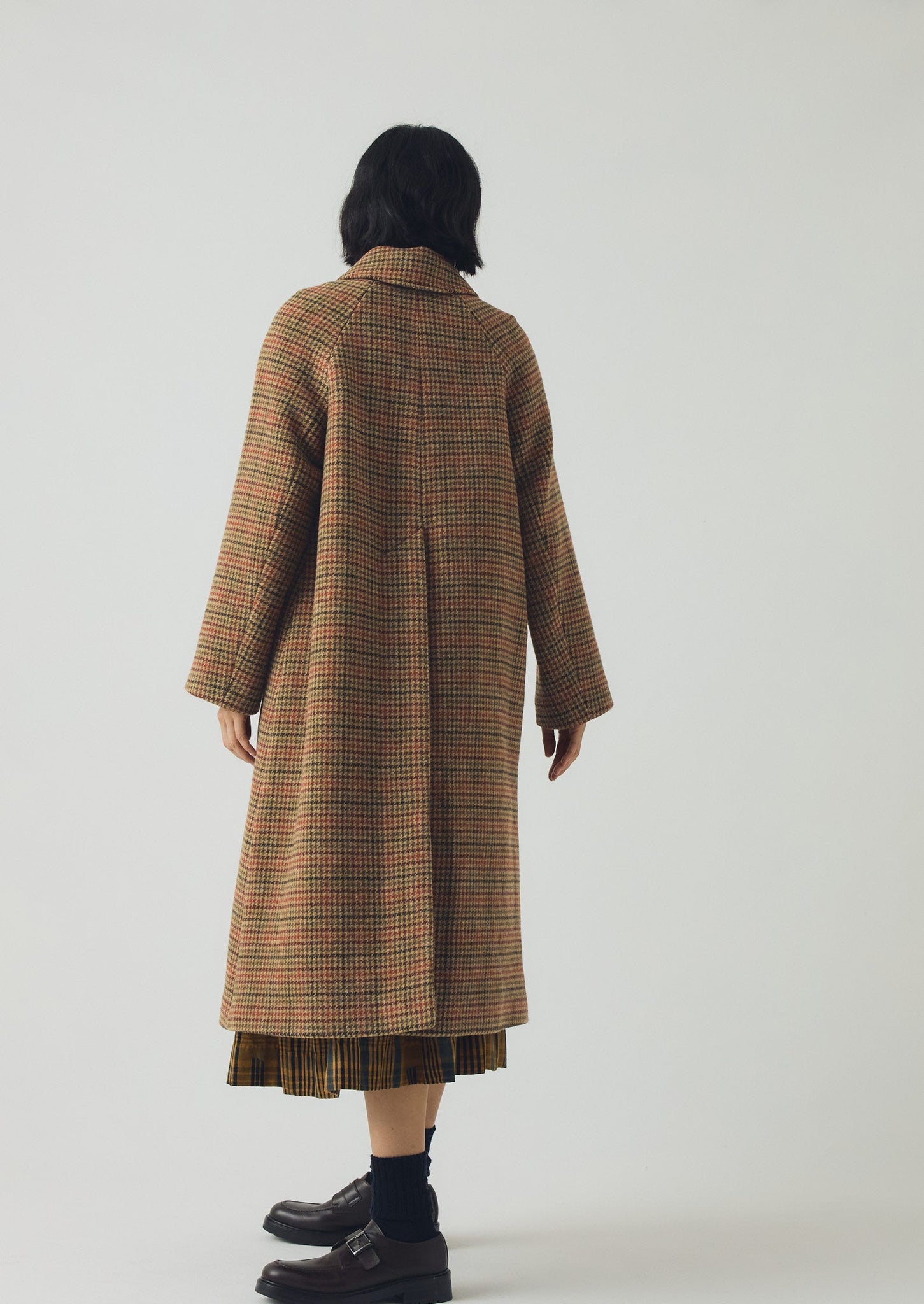 Frankie Vibrant Check Raglan Coat | Umber Multi